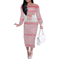 I'm Dreaming Of A Pink Christmas Flamingo Christmas Christmas Family Matching Off The Shoulder Long Sleeve Dress and Hawaiian Shirt Xmas Holiday Patterns - Wonder Print Shop