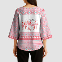 I'm Dreaming Of A Pink Christmas Flamingo Christmas Christmas Kimono Sleeve Blouse Xmas Holiday Patterns - Wonder Print Shop