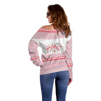 I'm Dreaming Of A Pink Christmas Flamingo Christmas Christmas Off Shoulder Sweater Xmas Holiday Patterns - Wonder Print Shop