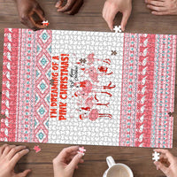I'm Dreaming Of A Pink Christmas Flamingo Christmas Christmas Puzzle Xmas Holiday Patterns - Wonder Print Shop