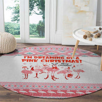 I'm Dreaming Of A Pink Christmas Flamingo Christmas Christmas Round Carpet Xmas Holiday Patterns - Wonder Print Shop
