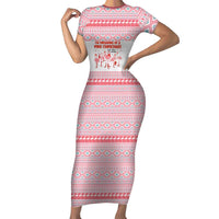 I'm Dreaming Of A Pink Christmas Flamingo Christmas Christmas Short Sleeve Bodycon Dress Xmas Holiday Patterns - Wonder Print Shop