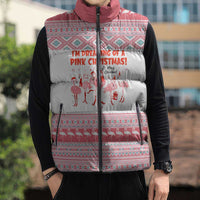 I'm Dreaming Of A Pink Christmas Flamingo Christmas Christmas Sleeveless Puffer Jacket Xmas Holiday Patterns - Wonder Print Shop