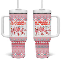 I'm Dreaming Of A Pink Christmas Flamingo Christmas Christmas Tumbler With Handle Xmas Holiday Patterns - Wonder Print Shop