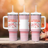 I'm Dreaming Of A Pink Christmas Flamingo Christmas Christmas Tumbler With Handle Xmas Holiday Patterns - Wonder Print Shop