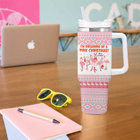 I'm Dreaming Of A Pink Christmas Flamingo Christmas Christmas Tumbler With Handle Xmas Holiday Patterns - Wonder Print Shop
