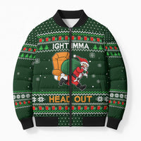Ight Imma Head Out Santa Funny Christmas Christmas Bomber Puffer Jacket Xmas Holiday Patterns - Wonder Print Shop