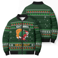 Ight Imma Head Out Santa Funny Christmas Christmas Bomber Puffer Jacket Xmas Holiday Patterns - Wonder Print Shop