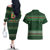 Ight Imma Head Out Santa Funny Christmas Christmas Couples Matching Off The Shoulder Long Sleeve Dress and Hawaiian Shirt Xmas Holiday Patterns - Wonder Print Shop