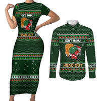 Ight Imma Head Out Santa Funny Christmas Christmas Couples Matching Short Sleeve Bodycon Dress and Long Sleeve Button Shirt Xmas Holiday Patterns - Wonder Print Shop