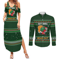 Ight Imma Head Out Santa Funny Christmas Christmas Couples Matching Summer Maxi Dress and Long Sleeve Button Shirt Xmas Holiday Patterns - Wonder Print Shop