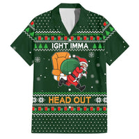 Ight Imma Head Out Santa Funny Christmas Christmas Family Matching Off Shoulder Short Dress and Hawaiian Shirt Xmas Holiday Patterns - Wonder Print Shop
