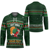 Ight Imma Head Out Santa Funny Christmas Christmas Hockey Jersey Xmas Holiday Patterns - Wonder Print Shop