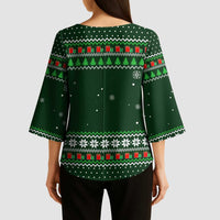 Ight Imma Head Out Santa Funny Christmas Christmas Kimono Sleeve Blouse Xmas Holiday Patterns - Wonder Print Shop