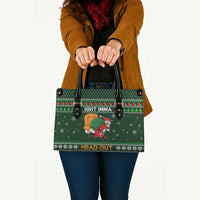 Ight Imma Head Out Santa Funny Christmas Christmas Leather Bag Xmas Holiday Patterns - Wonder Print Shop