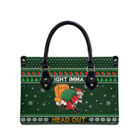 Ight Imma Head Out Santa Funny Christmas Christmas Leather Bag Xmas Holiday Patterns - Wonder Print Shop