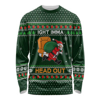 Ight Imma Head Out Santa Funny Christmas Christmas Long Sleeve Shirt Xmas Holiday Patterns - Wonder Print Shop