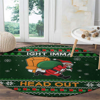 Ight Imma Head Out Santa Funny Christmas Christmas Round Carpet Xmas Holiday Patterns - Wonder Print Shop