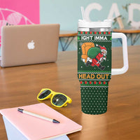 Ight Imma Head Out Santa Funny Christmas Christmas Tumbler With Handle Xmas Holiday Patterns - Wonder Print Shop