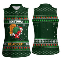 Ight Imma Head Out Santa Funny Christmas Christmas Women Sleeveless Polo Shirt Xmas Holiday Patterns - Wonder Print Shop
