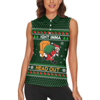 Ight Imma Head Out Santa Funny Christmas Christmas Women Sleeveless Polo Shirt Xmas Holiday Patterns - Wonder Print Shop
