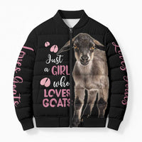 Who Loves Goat Just A Girl Christmas Trees Christmas Christmas Bomber Puffer Jacket Xmas Holiday Patterns - Wonder Print Shop