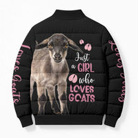 Who Loves Goat Just A Girl Christmas Trees Christmas Christmas Bomber Puffer Jacket Xmas Holiday Patterns - Wonder Print Shop
