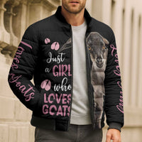 Who Loves Goat Just A Girl Christmas Trees Christmas Christmas Bomber Puffer Jacket Xmas Holiday Patterns - Wonder Print Shop