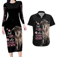 Who Loves Goat Just A Girl Christmas Trees Christmas Christmas Couples Matching Long Sleeve Bodycon Dress and Hawaiian Shirt Xmas Holiday Patterns - Wonder Print Shop