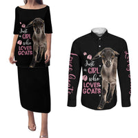 Who Loves Goat Just A Girl Christmas Trees Christmas Christmas Couples Matching Puletasi and Long Sleeve Button Shirt Xmas Holiday Patterns - Wonder Print Shop