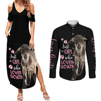 Who Loves Goat Just A Girl Christmas Trees Christmas Christmas Couples Matching Summer Maxi Dress and Long Sleeve Button Shirt Xmas Holiday Patterns - Wonder Print Shop