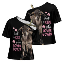Who Loves Goat Just A Girl Christmas Trees Christmas Christmas Cross Shoulder Shirt Xmas Holiday Patterns - Wonder Print Shop