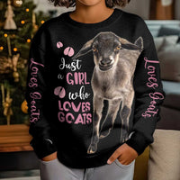 Who Loves Goat Just A Girl Christmas Trees Christmas Kid Ugly Christmas Sweater Xmas Holiday Patterns - Wonder Print Shop