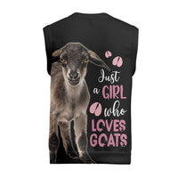 Who Loves Goat Just A Girl Christmas Trees Christmas Christmas Knitted V-Neck Vest Xmas Holiday Patterns - Wonder Print Shop