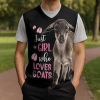 Who Loves Goat Just A Girl Christmas Trees Christmas Christmas Knitted V-Neck Vest Xmas Holiday Patterns - Wonder Print Shop