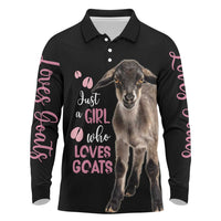 Who Loves Goat Just A Girl Christmas Trees Christmas Christmas Long Sleeve Polo Shirt Xmas Holiday Patterns - Wonder Print Shop