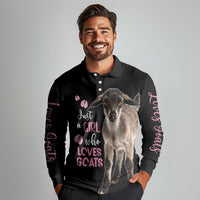 Who Loves Goat Just A Girl Christmas Trees Christmas Christmas Long Sleeve Polo Shirt Xmas Holiday Patterns - Wonder Print Shop