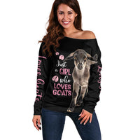 Who Loves Goat Just A Girl Christmas Trees Christmas Christmas Off Shoulder Sweater Xmas Holiday Patterns - Wonder Print Shop