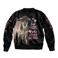 Who Loves Goat Just A Girl Christmas Trees Christmas Christmas Sleeve Zip Bomber Jacket Xmas Holiday Patterns - Wonder Print Shop