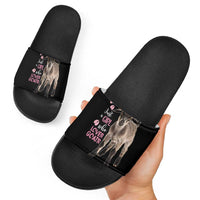 Who Loves Goat Just A Girl Christmas Trees Christmas Christmas Slide Sandals Xmas Holiday Patterns - Wonder Print Shop