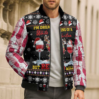 Wine Red Christmas Christmas Christmas Bomber Puffer Jacket Xmas Holiday Patterns - Wonder Print Shop
