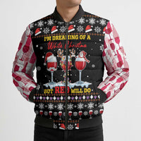 Wine Red Christmas Christmas Christmas Bomber Puffer Jacket Xmas Holiday Patterns - Wonder Print Shop