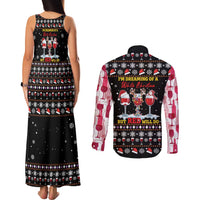 Wine Red Christmas Christmas Christmas Couples Matching Tank Maxi Dress and Long Sleeve Button Shirt Xmas Holiday Patterns - Wonder Print Shop