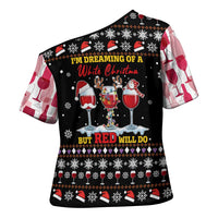 Wine Red Christmas Christmas Christmas Cross Shoulder Shirt Xmas Holiday Patterns - Wonder Print Shop