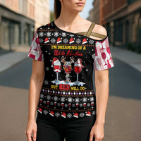Wine Red Christmas Christmas Christmas Cross Shoulder Shirt Xmas Holiday Patterns - Wonder Print Shop