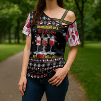 Wine Red Christmas Christmas Christmas Cross Shoulder Shirt Xmas Holiday Patterns - Wonder Print Shop