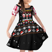 Wine Red Christmas Christmas Christmas Family Matching Long Sleeve Bodycon Dress and Hawaiian Shirt Xmas Holiday Patterns - Wonder Print Shop