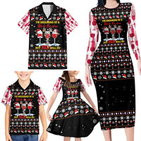 Wine Red Christmas Christmas Christmas Family Matching Long Sleeve Bodycon Dress and Hawaiian Shirt Xmas Holiday Patterns - Wonder Print Shop