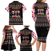 Wine Red Christmas Christmas Christmas Family Matching Long Sleeve Bodycon Dress and Hawaiian Shirt Xmas Holiday Patterns - Wonder Print Shop