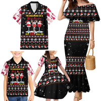 Wine Red Christmas Christmas Christmas Family Matching Mermaid Dress and Hawaiian Shirt Xmas Holiday Patterns - Wonder Print Shop